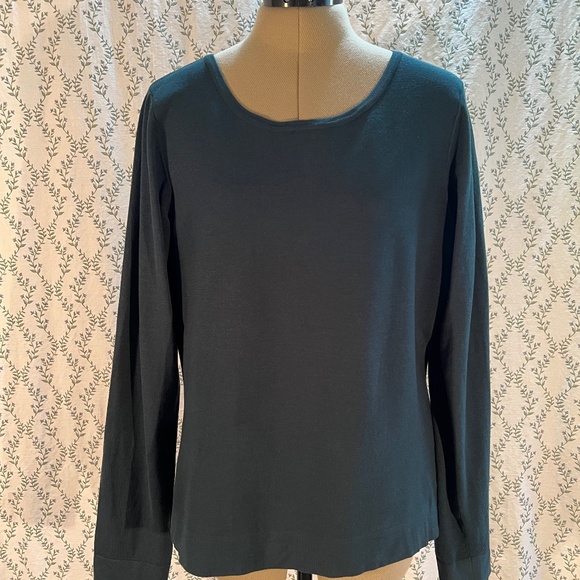 Doncaster Teal Green Silk Jersey Knit Long-Sleeve Shirt - Picture 3 of 9